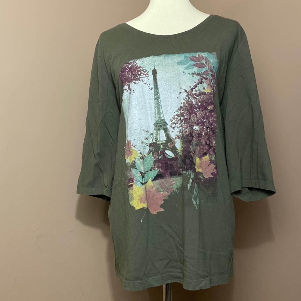 Catherines Fall In Paris 3/4 Length Sleeve Top